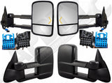 APDTY Power Side View Tow Extendable & Retractable Towing Mirror Set