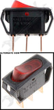 BLACK BODY/RED RECTANGLE ROCKER SWITCH