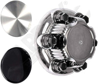 APDTY 010112 Chrome Wheel Center Hub Cap w/Two End Caps