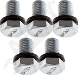APDTY 101199 Oil Drain Plug & Gasket; Pack Of 5; M12-1.50, Head Size 17mm