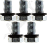 APDTY 101199 Oil Drain Plug & Gasket; Pack Of 5; M12-1.50, Head Size 17mm