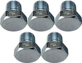 APDTY 101270 Oil Drain Plug; Pack Of 5; Standard M14-1.50, Head Size 19mm