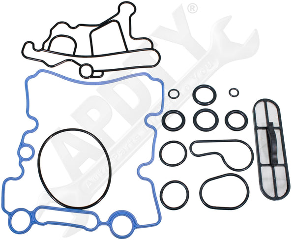 APDTY 133924 6.0L Diesel Engine Oil Cooler Gasket Kit (Includes Filter)