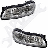 APDTY 140049 Halogen Headlight Assembly Left & Right