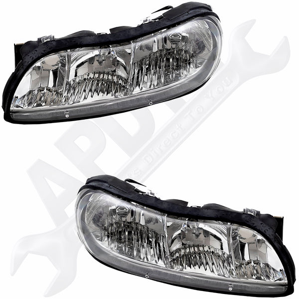 APDTY 140049 Halogen Headlight Assembly Left & Right