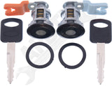 APDTY 140060 Door Lock Cylinder Left & Right Set w/ New Keys; Black; Flush-Mount