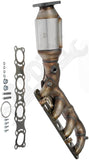 APDTY 154433 Catalytic Converter with Integrated Exhaust Manifold