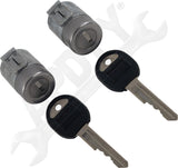 APDTY 176318 Door Lock Cylinder, Set of 2, Black keys Included, Chrome