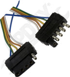 APDTY 178662 5-Flat Vehicle Side And Trailer Wiring Connectors (48"/12")
