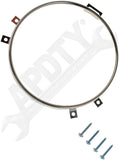 APDTY 53517 Round  Headlamp Retaining Ring With 4 Retaining Screws - Steel