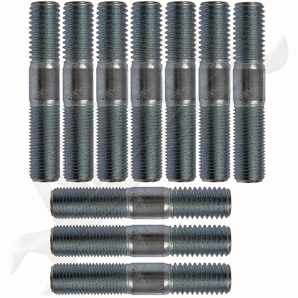 APDTY 786158 Double Ended Stud - 9/16-12 X 1 In. And 9/16-18 X 1-1/4 In.