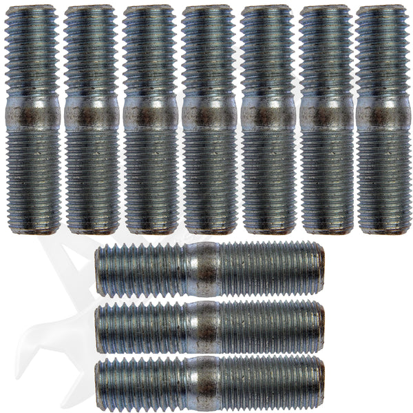 APDTY 786167 Double Ended Stud - 1/2-13 X 5/8 In. And 1/2-20 X 15/16 In.