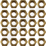 APDTY 791215 Brass Hex Nut Set For Exhaust Manifold (3/8-16"; Pack Of 25)
