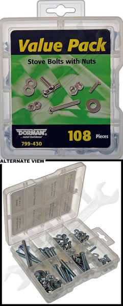 APDTY 800541 Stove Bolt With Nuts Value Pack- 13 Sku's- 108 Pieces