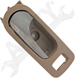 APDTY 92929 Interior Door Handle - Rear Left - Chrome Lever+Light Gray (Titanium