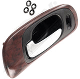 APDTY 93105 Interior Door Handle Black Lever, Woodgrain Housing