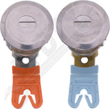 APDTY EM69973 Door Lock Cylinder Left & Right Set w/ New Keys; Chrome Finish