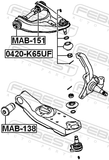 Febest MAB-151 Bushing, Front Upper Control Arm