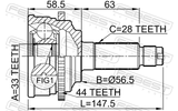 Febest 0510-M6A44 Outer CV Joint 33X56.5X28