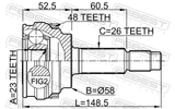 Febest 0110-077A48 Outer CV Joint 23X58X26