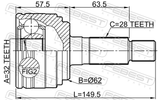 Febest 0510-GHMT Outer CV Joint 32X59X28