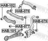 Febest HAB-078 Bushing, Rear Upper Control Arm