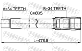 Febest 0112-UZJ200F Axle Half Shaft Right 34X478X34