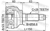 Febest 0510-049 Outer CV Joint 23X59X28