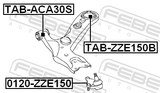 Febest 0120-ZZE150 Ball Joint Front Lower Arm
