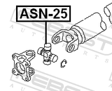 Febest ASN-25 Rear Cross Shaft Joint, Drive Shaft 32X65/101