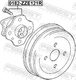Febest 0182-ZZE121R Rear Wheel Hub