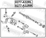 Febest 0277-A32RL Rear Left Brake Caliper Assembly (With Bracket)