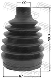 Febest 0417P-CWRR Boot Outer CV Joint Kit Pvc 67X98.3X22