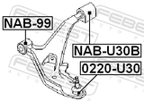 Febest NAB-U30B Rear Bushing, Front Control Arm