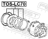 Febest TOS-LC70 Repair Kit Seal Sub-Assy Steering Knuckle
