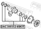 Febest DAC386552-48KIT Rear Wheel Bearing 38X65X48X52