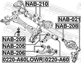Febest 0220-A60 Ball Joint Rear Upper Arm
