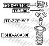 Febest TSS-ZZE150F Front Shock Absorber Mounting