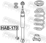 Febest HAB-170 Bushing, Rear Shock Absorber