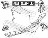 Febest NMB-P12RR Rear Engine Mount Bushing (Hydro)
