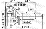 Febest 1210-SFA52 Outer CV Joint 26X60X27