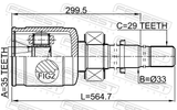 Febest 0211-R52VQ35RH Inner CV Joint Right 35X33X29