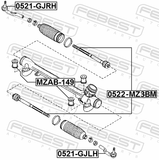 Febest MZAB-149 Steering Rack Bushing
