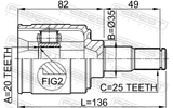 Febest 2211-PICMT Inner CV Joint 20X35X25