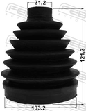 Febest 1617P-164 Boot Outer CV Joint Kit Pvc 103.2X121.3X31.2