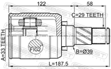 Febest 0211-MR20MTLH Inner CV Joint Left 33X39X29