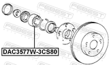 Febest DAC3577W-3CS80 Front Wheel Bearing 35X77X42