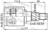 Febest 0211-T30LH Inner CV Joint Left 26X39X29