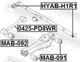 Febest HYAB-H1R1 Rear Transverse Rod Bushing