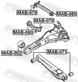 Febest MAB-002 Bushing, Rear Trailing Arm